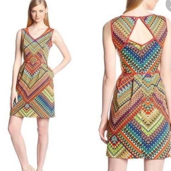 Ellen Tracy Mulicolor print dress with pockets sz 8 - Picture 12 of 16